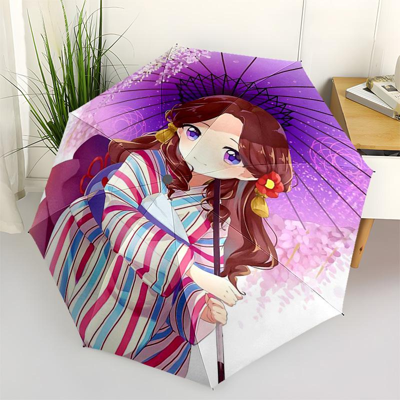 1pc Anime Character Inspired Outdoor Umbrella - Automatic Opening/Closing, Portable 3-Fold Design with Iron Frame - Perfect Gift for Fans, Travelers,