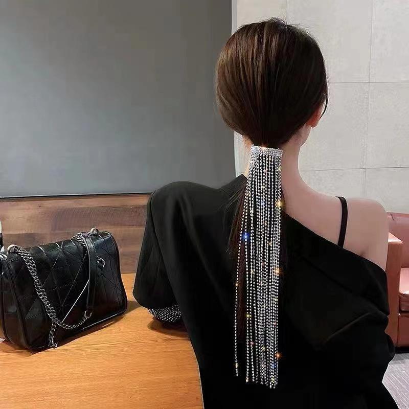 Retro Korean Baroque Pink Crystal Heart Tassel Earrings - Long, Elegant, Sweet Silver Needle Dangles