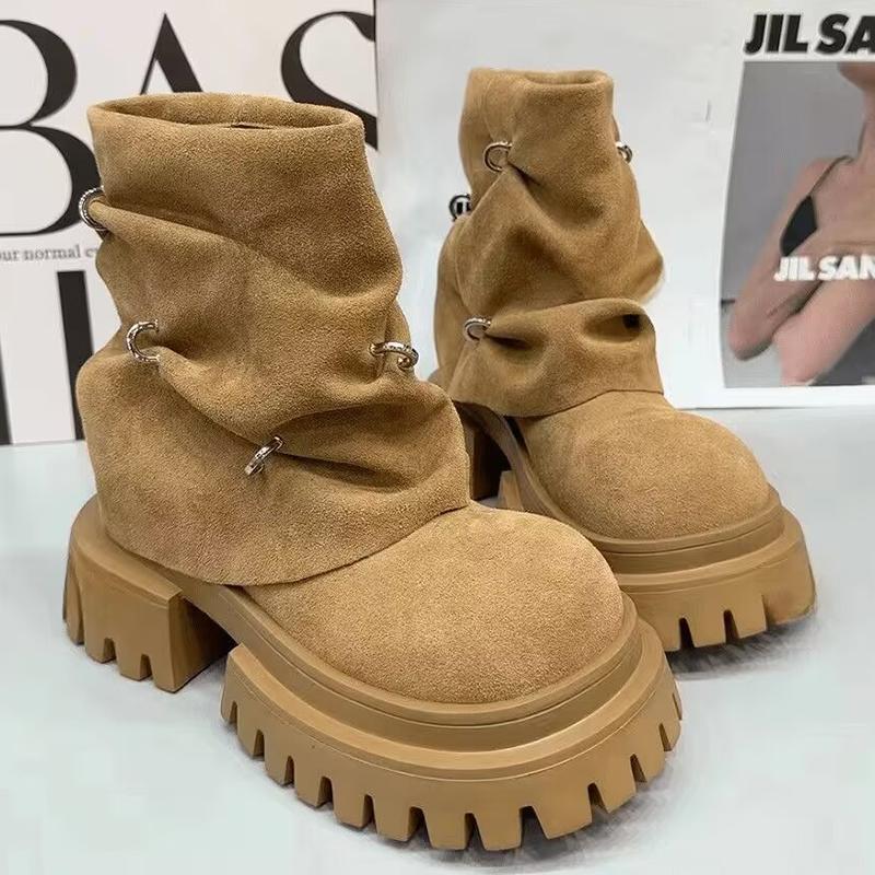 

Женские ботинки на платформе, обувь с индивидуальным металлическим дизайном, массивные мотоциклетные ботинки, повседневная модная обувь для крутой девушки для женщин 35-40 40 верблюд