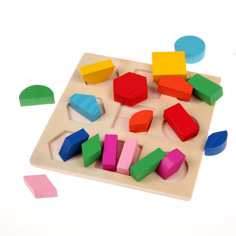 Kids Baby Wooden Learning Geometry Educational Toys Puzzle Montessori Early Learning Free  Shipping