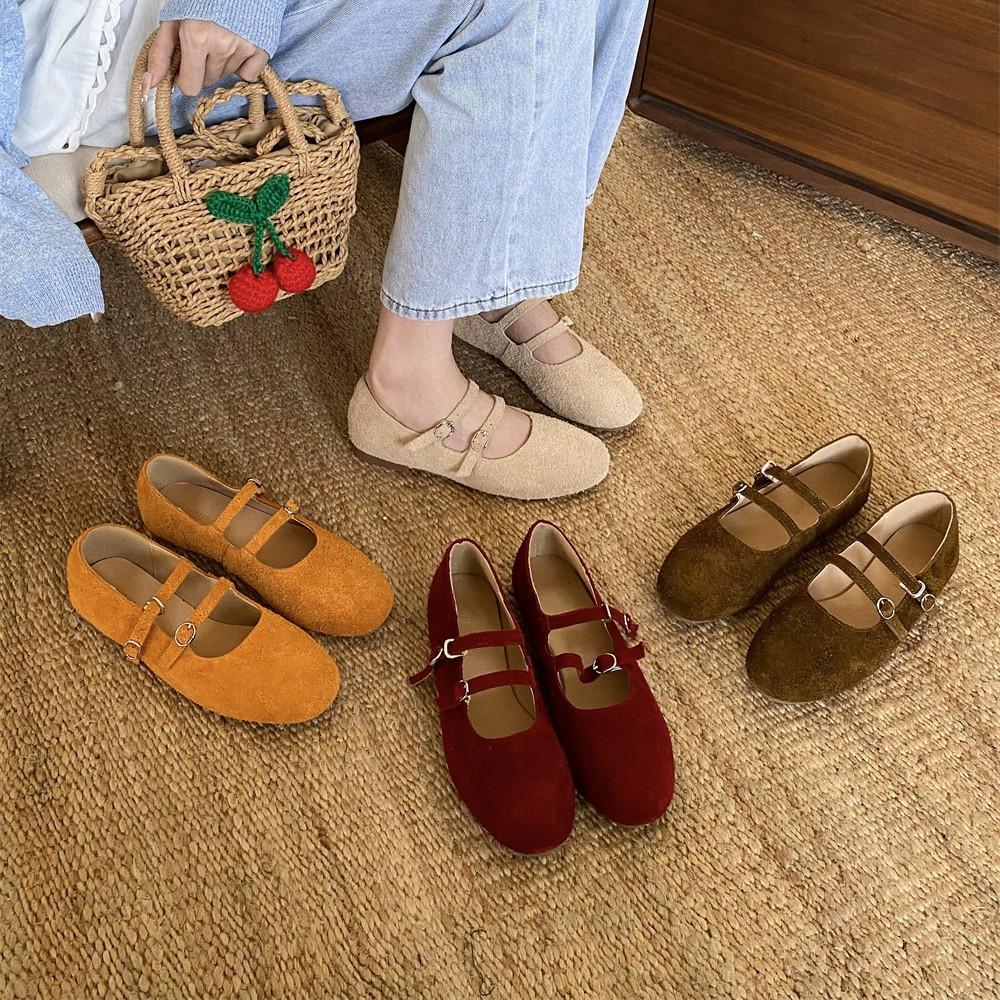 

2025 новые тупоносые матовые из натуральной коровьей кожи на мягкой подошве Doudou для работы, женские туфли 39