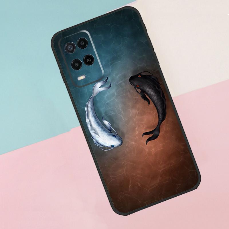 Koi Fish Yin Yang Art For Oppo A18 A38 A78 A98 A96 A58 A17 A77 A80 A40 A60 A16 A76 A74 A94 A54 A15 A57S Phone Case