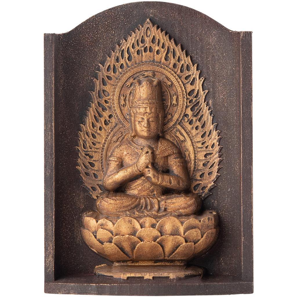 Zeku Vairocana Buddha Statue in a Shrine Gold Prayer at Kongo Mount Koya Charm of the Zodiac for those born in the Years of Sheep and Monkey (Antique