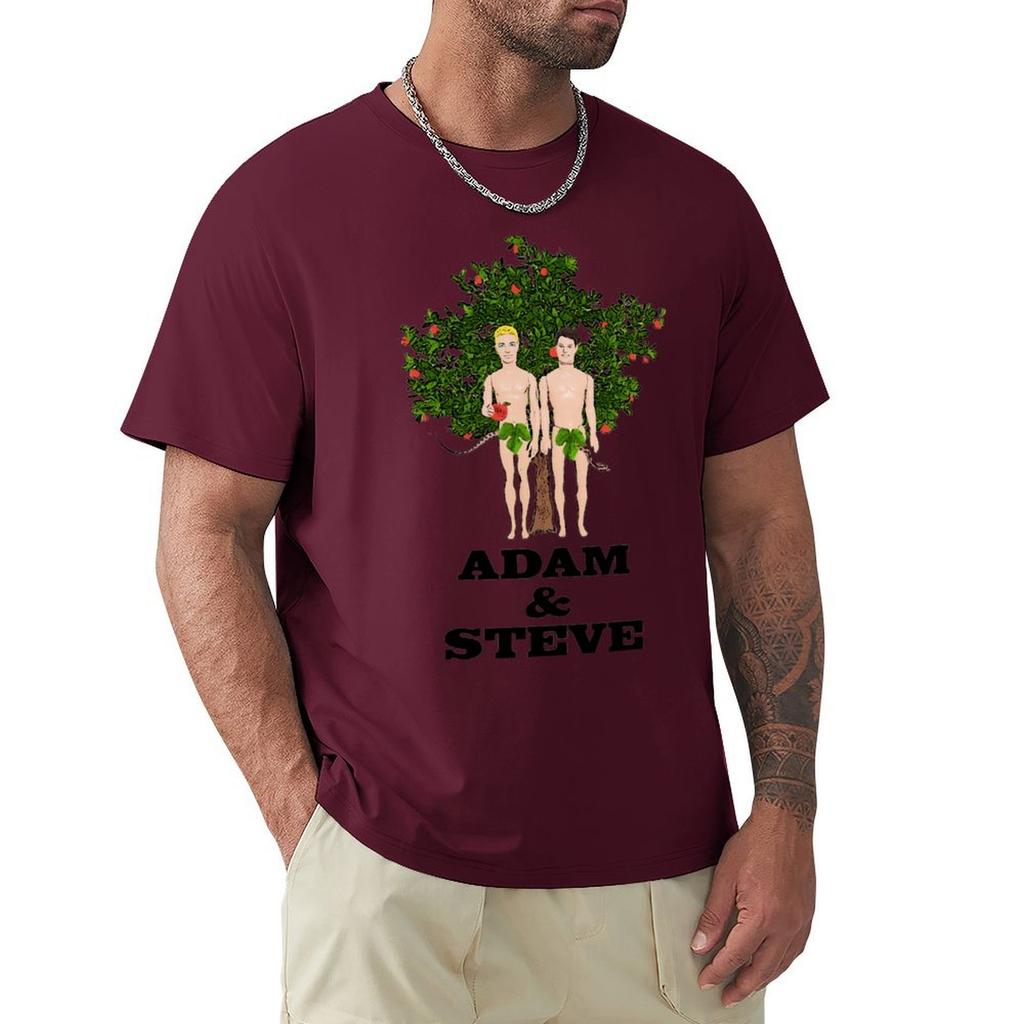 Gay Adam & Steve! Funny, Lgbt Design/Gay Art! Queer Art! T-Shirt Plus Sizes Anime Clothes Vintage T Shirt Men