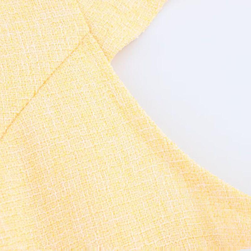 Kaslead New Women clothes Western Style Fashion Simple Heavy Industry Rhinestone Small Flying Sleeve Dress