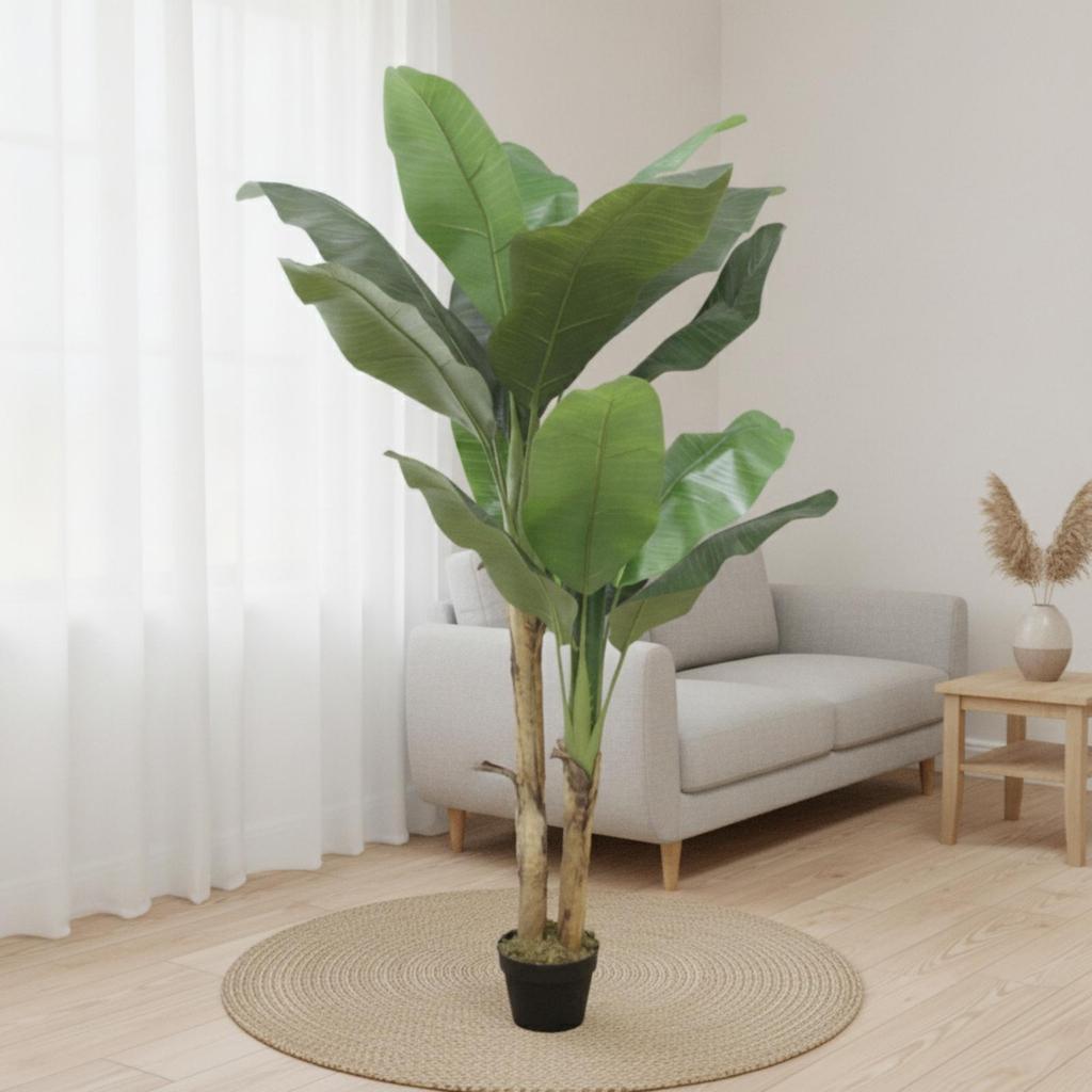 Fake Banana Tree with Pot Indoor Faux RealTouch Potted Plant for Living Room,
