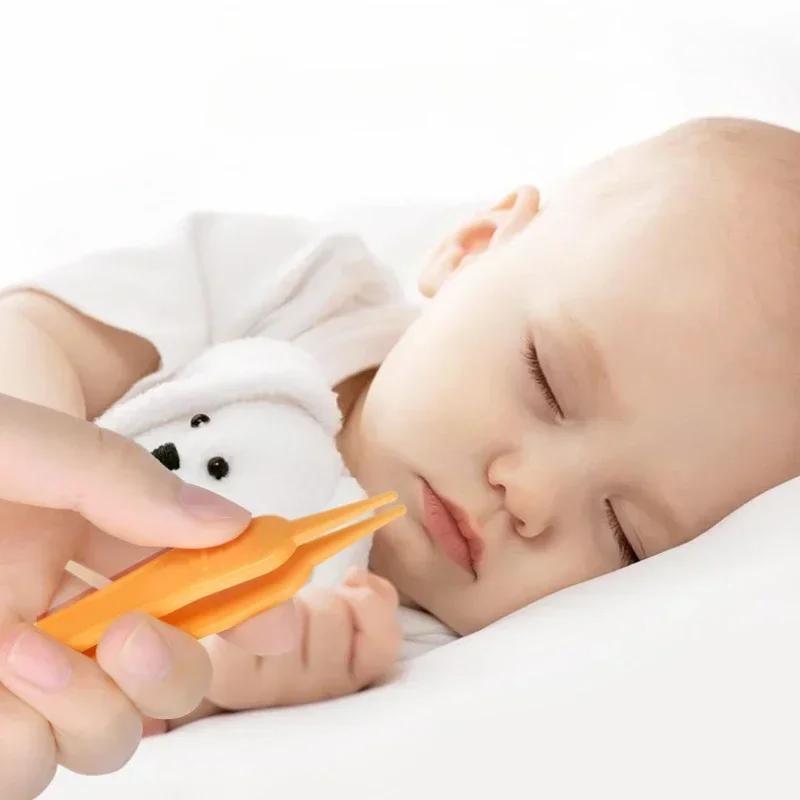1 unidad Pinzas de cabeza redonda para la limpieza del ombligo del bebé, para la seguridad de los niños, pinzas para bebés, limpiador de oídos, nariz y nariz, herramientas de limpieza