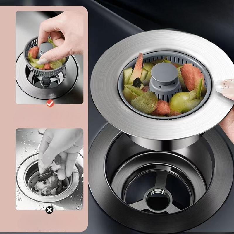 Stainless Steel Sink Strainer With Pop Up Stopper For Kitchen Basin Waste Disposal And Odor Prevention
