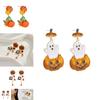 Creative Stylish Halloween Pumpkin Skull Tassel Earrings With Sparkling Zircon Stones For Women