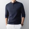 Autumn Business and Leisure Style Button-Up Chinese Style Round Neck Base Shirt for Men