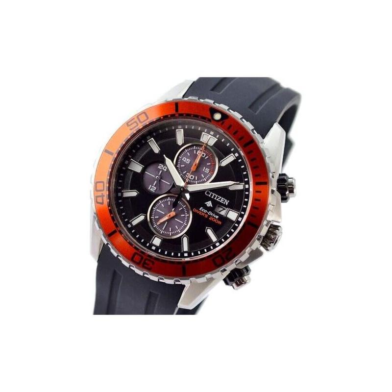 Citizen Promaster Serie Datumsanzeige 200 Meter Wasserdicht Chronograph Solar-Quarz Kautschukarmband Herrenuhr Schwarzes Zifferblatt CA0718-21E