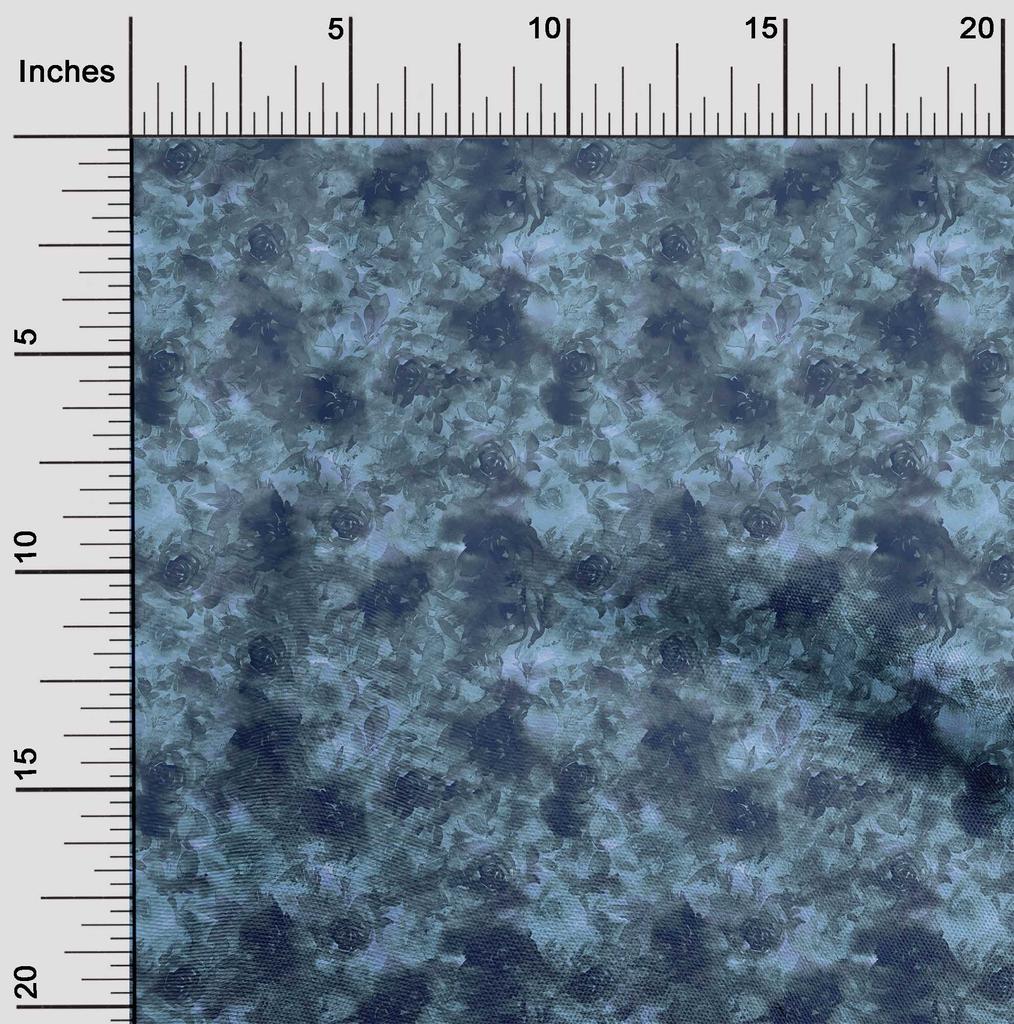 oneOone Cotton Poplin Blue Fabric Abstract Floral Dress Material Fabric Print Fabric By The Yard 42 Inch