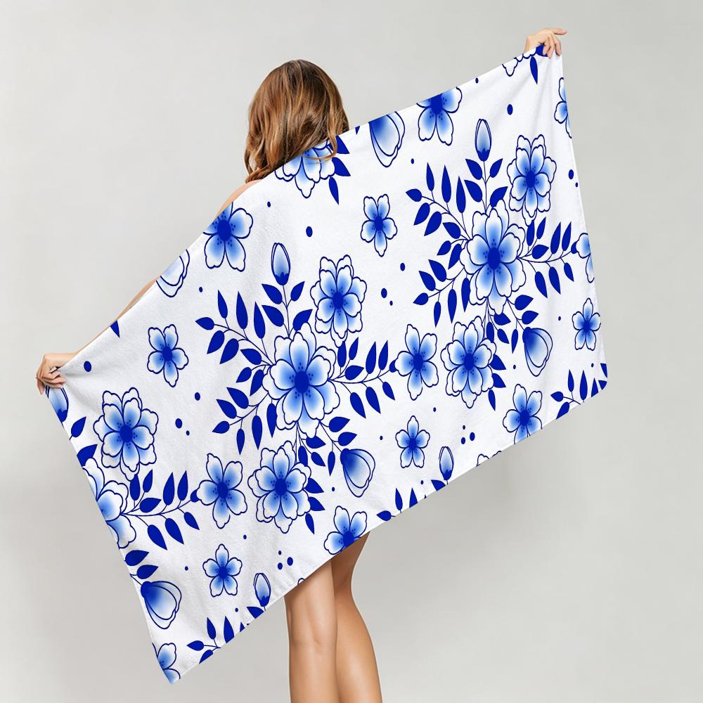 Chinoiserie Floral Towel Five-Star Hotel Quality Eco-Friendly Ultra Soft Thick Towels & Beach Towels
