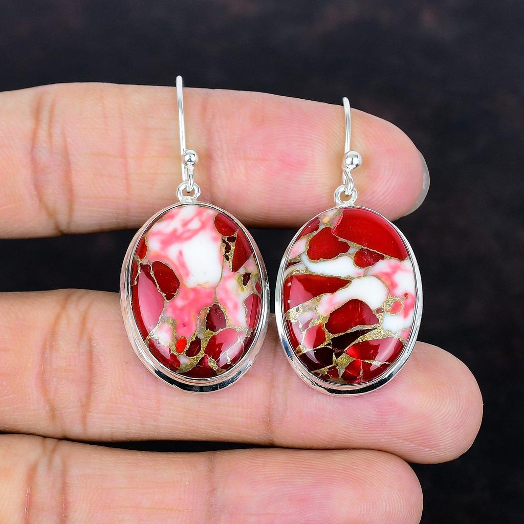 Kingman Red Mohave Copper Turquoise Earring Gemstone Earrings Dainty Jewelry 925 Sterling Silver Earring Gifts for Her Handmade Drop Earring