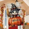 Charming Autumn Cat & Pumpkin Welcome Garden Flag - Double-Sided, Durable Polyester, Perfect for Thanksgiving & Fall Decor