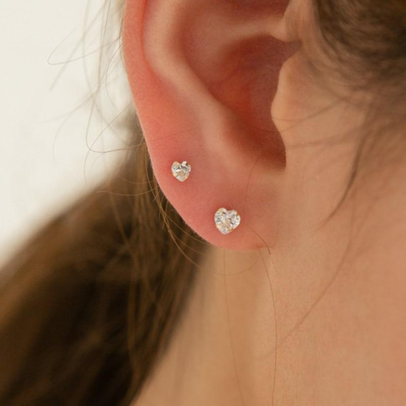 

LUNNE 14k Heart Cubic Earrings (14k Gold) #ES03 3mm