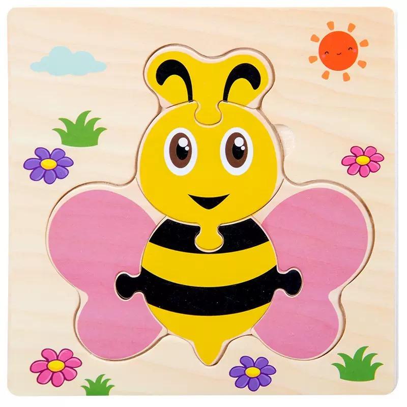 Non-Toxic Wooden 3D Puzzles Tangram Shapes Learning Educational Cartoon Animal Intelligence Jigsaw Toys For Children Gift