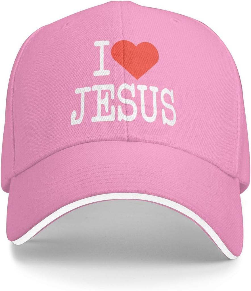 I Love Jesus Christian Baseball Cap Polyester Adjustable Trucker Hat for Adults