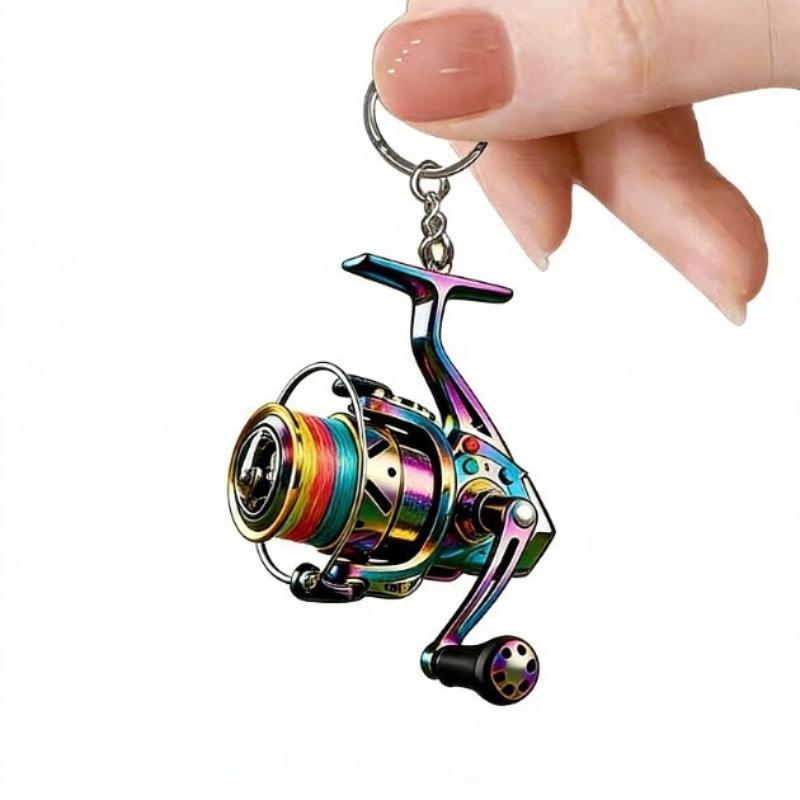 New Cross-Border 2D Flat Acrylic Keychain Fishing Line Winder Pattern With Ring-Shaped Keychain Fashion Pendant Festival Gift