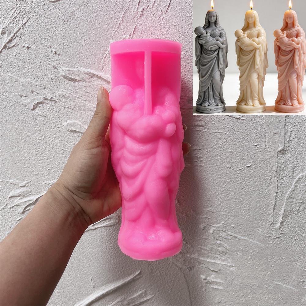 Woman Statue Candle Silicone Mold Embossed Lady Sculptures Candle Mold Gypsum Figure Plasters Resin Mold 17.5-5.9-5CM