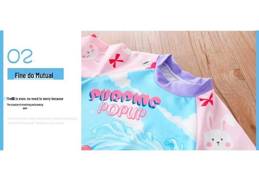 Kids' Cartoon Rabbit Sun Protection Swimsuit - 2-Piece Set for All Sizes