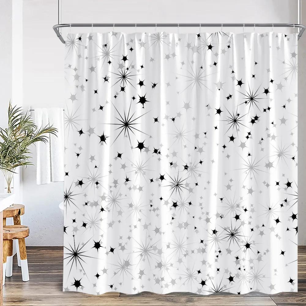 Black White Abstract Simple Line Shower Curtain Dog Pupple Nordic Minimalist Bathroom Decor Modern Polyester Bath Curtain Screen