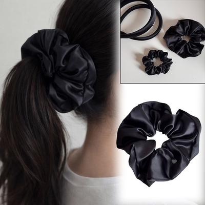 Black Color Ponytail Hair Scrunchies Rubber Band Hair Bands Hair Hoop Classic HeadBand  Women
