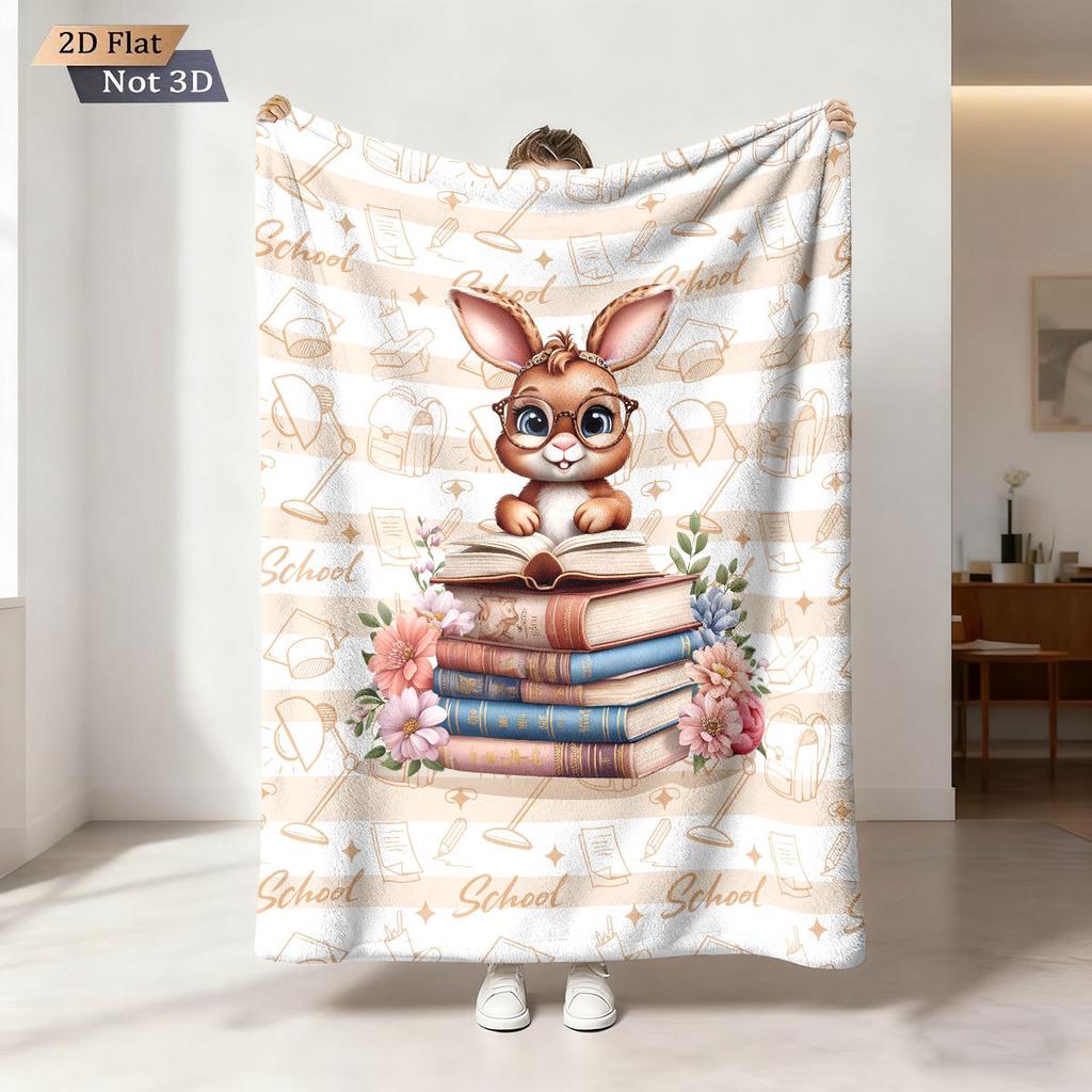 Easter Bunny Printed Cozy Fluffy Flannel Blanket for Home Living Sofa Chair Room Bedroom Decor for Family Birthday Gift