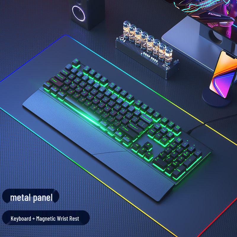 Mechanical Feel Wired Keyboard and Silent Mouse Set for Gaming and Office Use