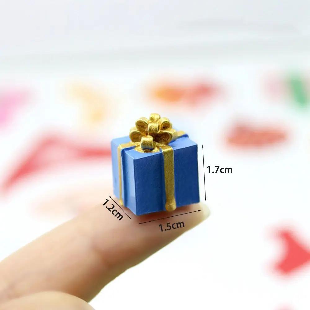 10PCS Ornaments Simulation Decoration Accessories Miniature Christmas Gift Box Resin Jewelry 1/12 Scale