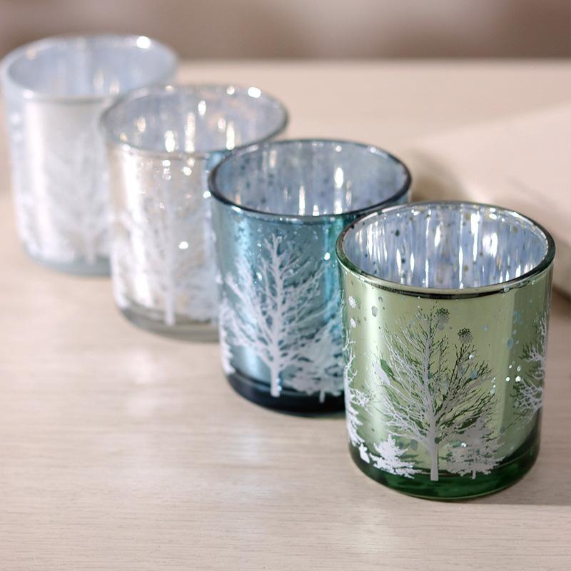 Glass Jars Candle Holders Round Cylinder Ceramic Candle Lantern Holder for Table Decoration