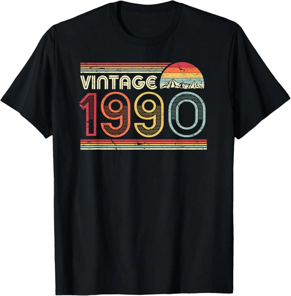 Vintage 1990 Limited Edition 35th Birthday Gift 35 Year Old T-shirt Unisex Summer Streetwear Top Streetwear Ropa Hombre Tops