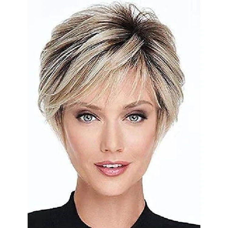Fashionable Short Curly Wigs, Gradient Gray-white Wigs for Girls YN135