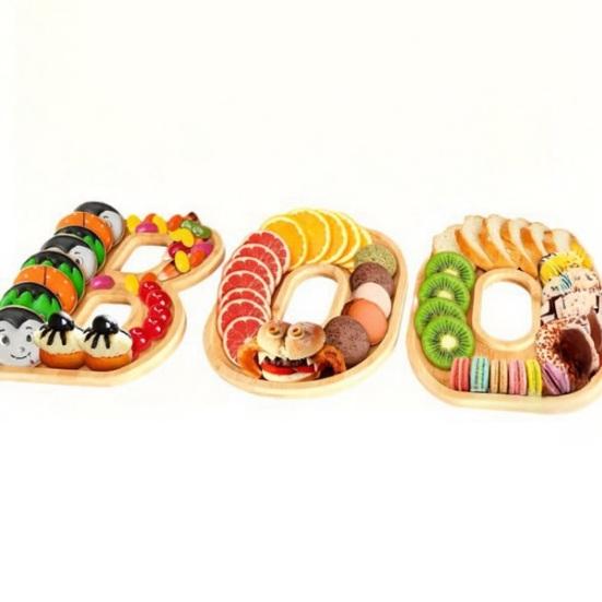 Festive Snack Container 3Pcs Halloween BOO Letters Fruit Tray, Large Fillable Candy Server, Snacks Seasonal Gift Ideas Cookies Platter, Spooky