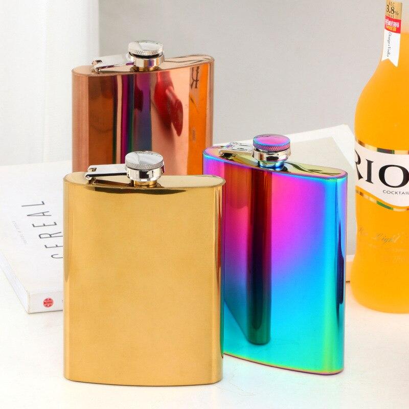 8oz Карманная хип колба Портативная нержавеющая сталь Hip Flask Flagon Whiskey Вино Горшок Красочная мини-бутылка Для напитков Наружная посуда