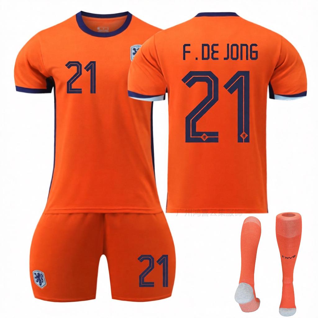 2024 Nizozemský domácí dres: Van Dijk #4, Robben, Depay, De Jong Fotbalový dres s krátkým rukávem - Edice Evropského poháru