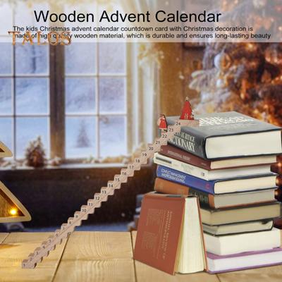 1Pc/2Pcs Wood Stairs Climbing Christmas Advent Calendar Santa's Staircase Countdown Calendar Interactive Climbing Stair Toy for Holiday Decor
