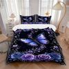 Purple Butterfly Roses Print 3Pcs Bedding Setduvet Cover With 2 Bedropillowcase Home Birthday Gift