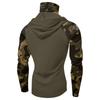 Long Sleeve Hooded Sun Protection Shirt with Face Cover and Camouflage Raglan Sleeves for Outdoor Activities Fishing Hiking Running