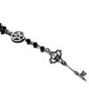 Charm Fashion Sliver Color Skull Key Five-pointed Star Pendant Y-shaped Black Bead Chain Necklace for Men  Women Hip-hop Jewelry