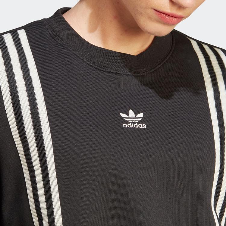Adidas Originals SS23 Adicolor 70s Retro Series Sweatshirt With Three-Stripes And Loose Fit Women Tops Black IK7869