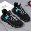 New low-top front lace-up fly-woven shoes, round head black thick-soled solid-color shoes.