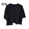 Damen Cropped Tops Rundhals Kurzarm Rücken Hohl Design Einfarbig Tops Sommerferien T-Shirt