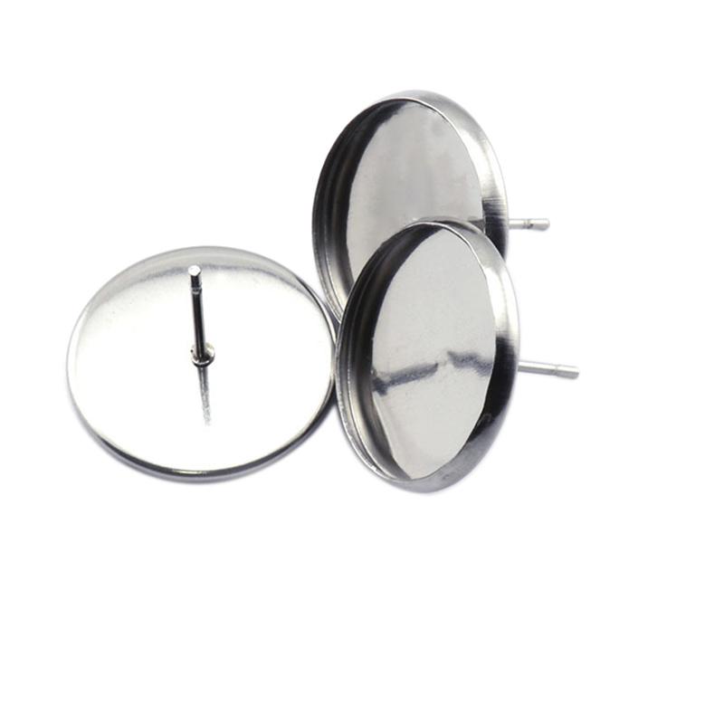 20-50Pcs 8 10 12 14 16 20 mm Blank Earring Bases Cabochon Cameo Base Bezels Supplies For Jewelry Making Findings Diy Earrings