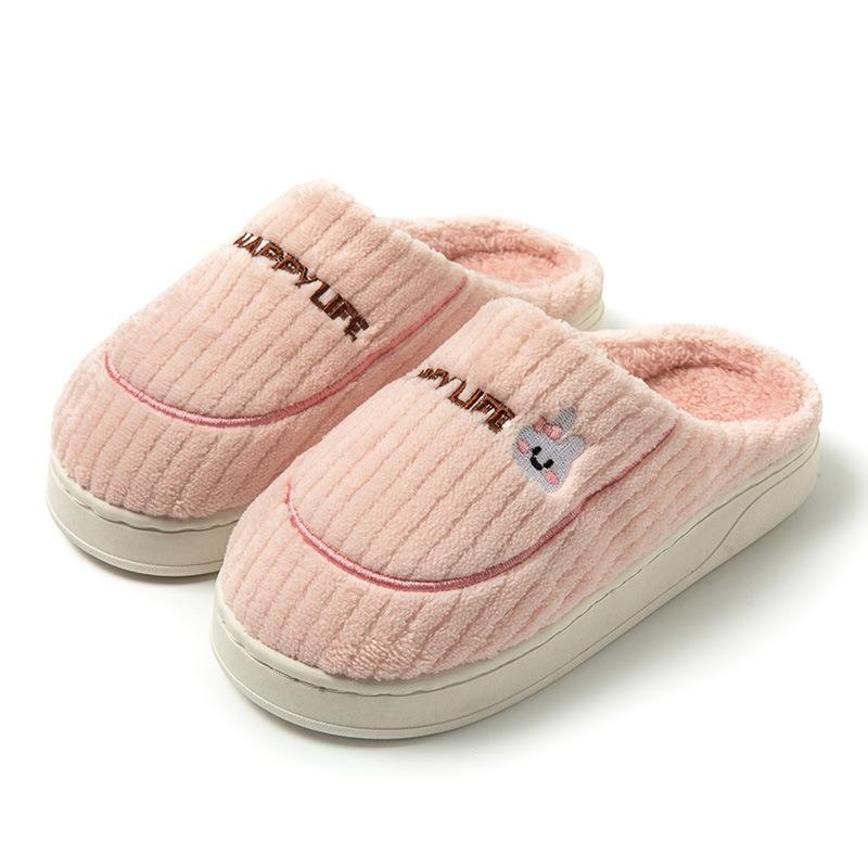 Cotton slippers women's autumn and winter thick-bottomed indoor non-slip home warmth and wear-resistant couple plush slippers men