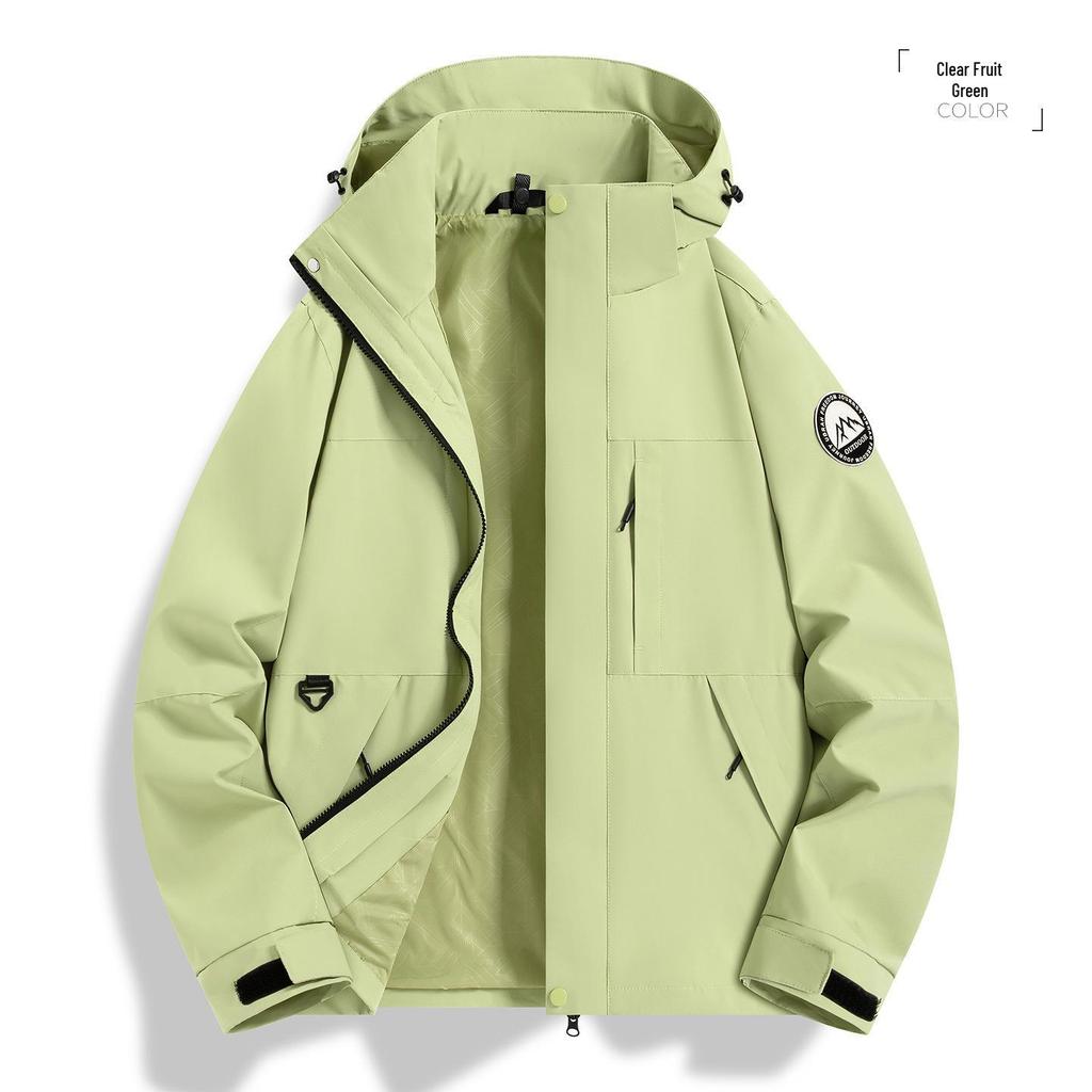 Trendy Unisex Windproof Waterproof Shell Jacket for Spring/Autumn Mountain Activities - Customizable Logo