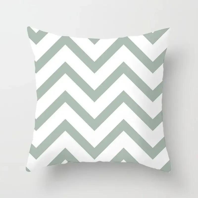 Fresh Green Geometric Pillow Cover - Modern Artistic Pattern In Soft Polyester for Living Room & Bedroom