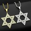 Izrael Heksagram Je Magen David Stal Nierdzewna Wisiorek Naszyjnik dla Kobiet Mężczyzn Gwiazda Dawida Kryształki Łańcuszek Biżuteria
