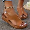 Fashion Women's Comfort Wedges Sandals Summer 2025 Casual Non Slip Beach Shoes Woman Roman Style Peep Toe Platform Sandals Plus Size 43