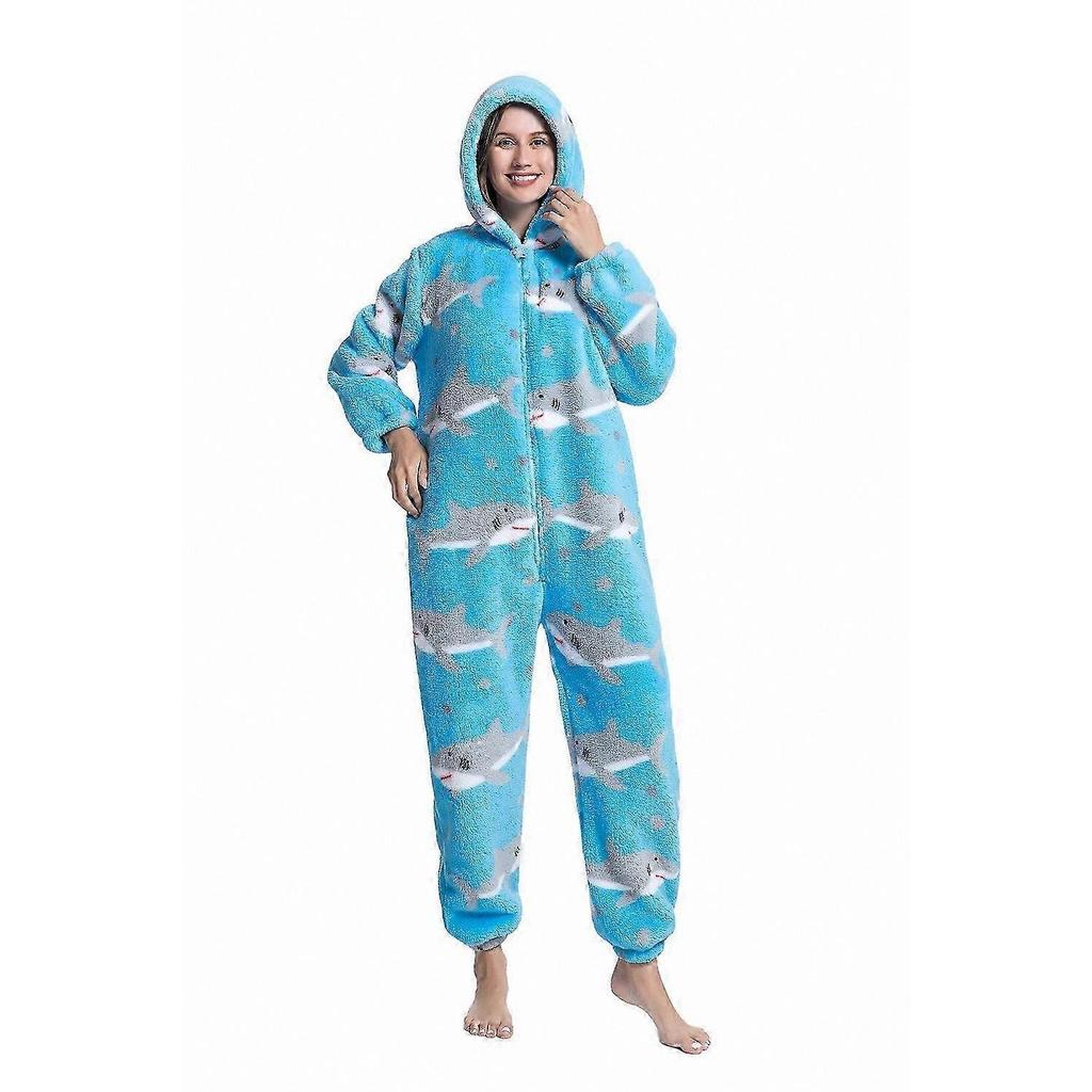 Damen Fleece Tier Onesie Pyjama für Erwachsene, Halloween Cosplay Outfit